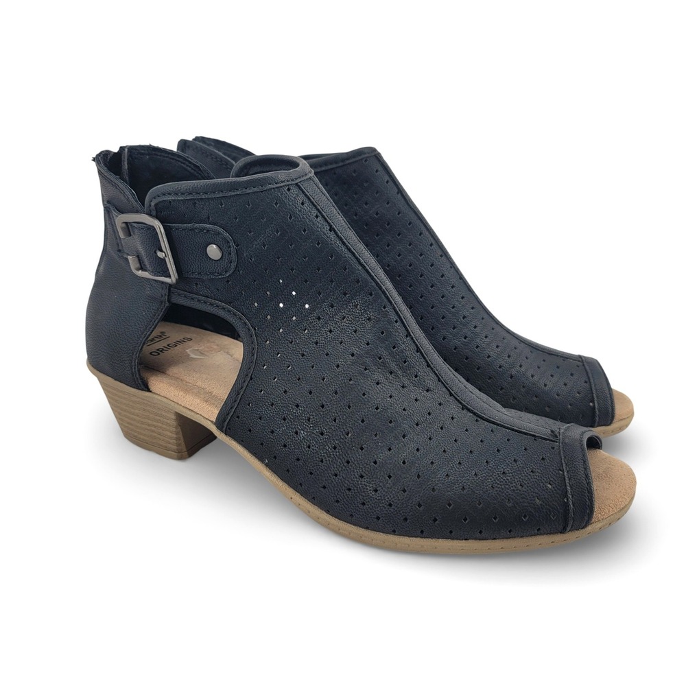 Earth Origins Marietta Marcia Womens 9 Black‎ Peep Toe Ankle Booties Comfort